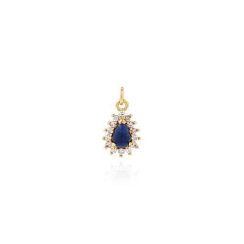 Cubique Pendentif en laiton zircon pavent, avec Pierre naturelle, Placage de couleur d'or, DIY & pavé de micro zircon, protéger l'environnement, sans nickel, plomb et cadmium, 15x8.50x4mm, Vendu par PC