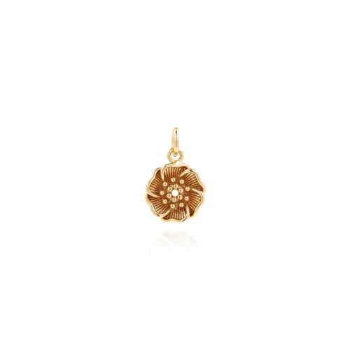 Brass Jewelry Pendants, Flower Bud, gold color plated, DIY, nickel, lead & cadmium free, 16.50x10.50x3.50mm, Sold By PC