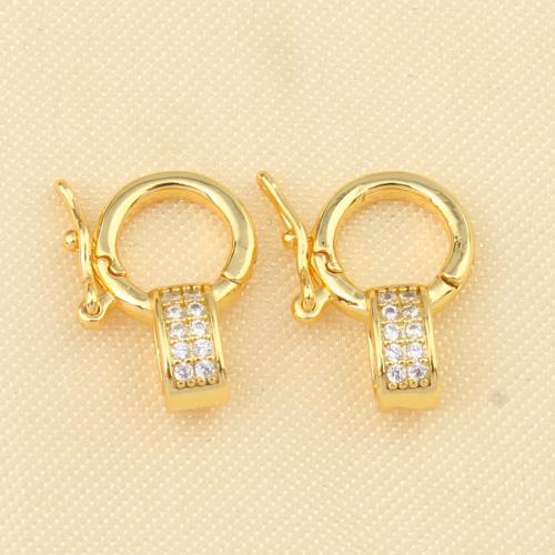 Brass Jewelry Clasps, plated, DIY & micro pave cubic zirconia, nickel, lead & cadmium free, 14x11x2mm, Sold By PC