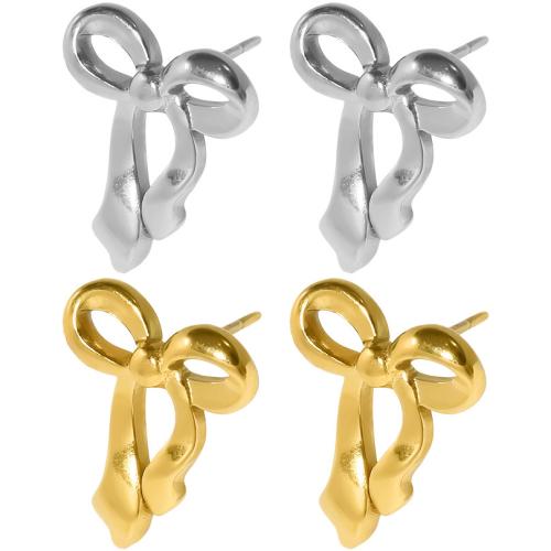 Stainless Steel Stud Earrings, 304 Stainless Steel, Bowknot, plated, for woman, more colors for choice, Sold By Pair