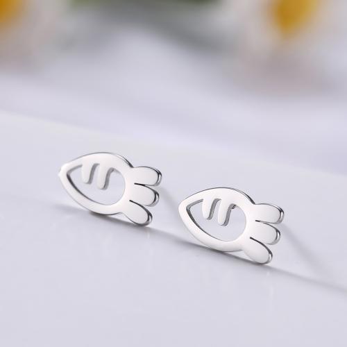 Stainless Steel Stud Earrings, 304 Stainless Steel, Carrot, plated, fashion jewelry, more colors for choice, 6.40x11.70mm, Sold By Pair