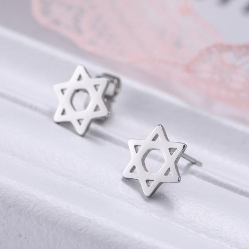 Stainless Steel Stud Earrings, 304 Stainless Steel, Hexagram, plated, fashion jewelry, more colors for choice, 9.70x8.40mm, Sold By Pair