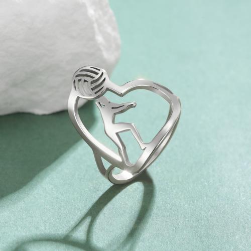 Rozsdamentes acél Finger Ring, 304 rozsdamentes acél, galvanizált, divat ékszerek, több színt a választás, Által értékesített PC