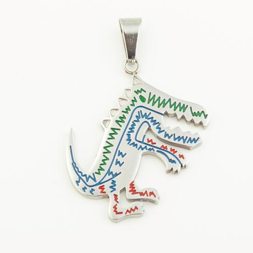 Stainless Steel Animal Pendants, 304 Stainless Steel, Dinosaur, DIY, original color, 36x30mm, Hole:Approx 4mm, Sold By PC