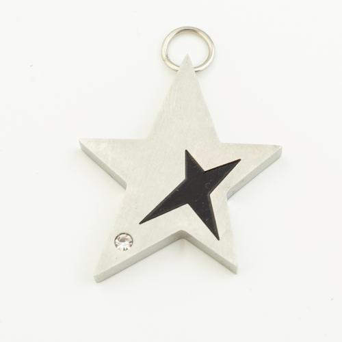 Stainless Steel Pendants, 304 Stainless Steel, Star, DIY & with rhinestone, original color, 31x28mm, Hole:Approx 6mm, Sold By PC