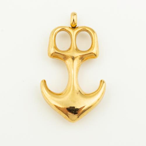 Stainless Steel Pendants, 304 Stainless Steel, Anchor, Vacuum Ion Plating, DIY & hollow, gold, 38x21mm, Hole:Approx 7mm, Sold By PC