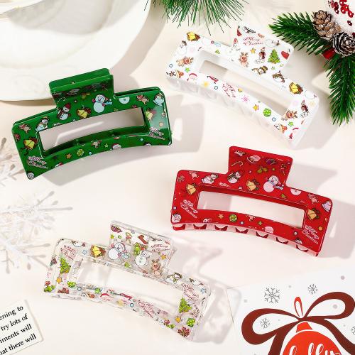 Hair Claw Clips, Plastic, Square, handmade, Christmas Design & different designs for choice & for woman & hollow, more colors for choice, Sold By PC