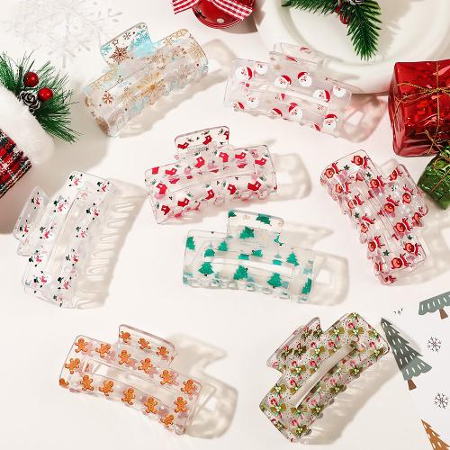 Hair Claw Clips Plastic Square handmade Christmas Design & for woman & hollow Sold By PC