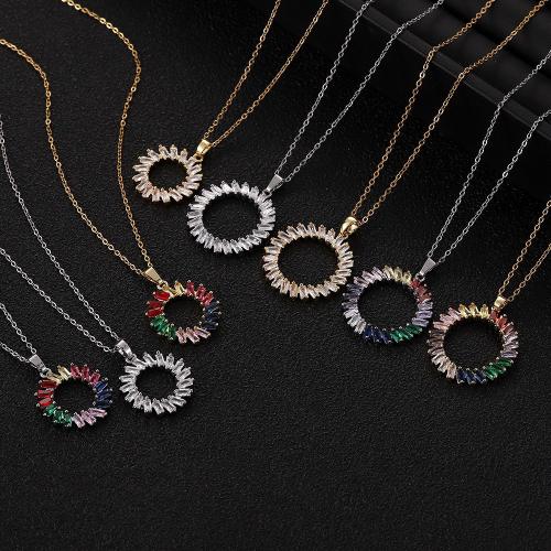 Collier en laiton cubique Zircon Micro Pave, Placage, styles différents pour le choix & pavé de micro zircon & pour femme, plus de couleurs à choisir, Longueur:Environ 41-50 cm, Vendu par PC