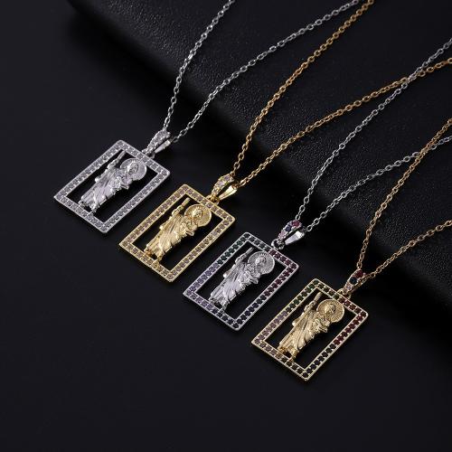 Cubic Zircon Micro Pave Brass Necklace plated micro pave cubic zirconia & for woman Sold By PC