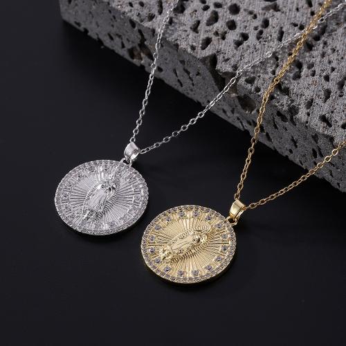 Cubic Zircon Micro Pave Brass Necklace, plated, micro pave cubic zirconia & for woman, more colors for choice, Sold By PC