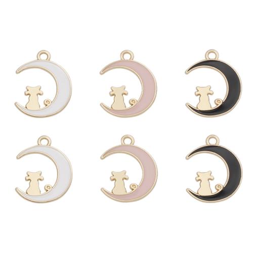 Tibetan Style Moon Pendants, DIY & enamel, more colors for choice, 13x17mm, 10PCs/Bag, Sold By Bag