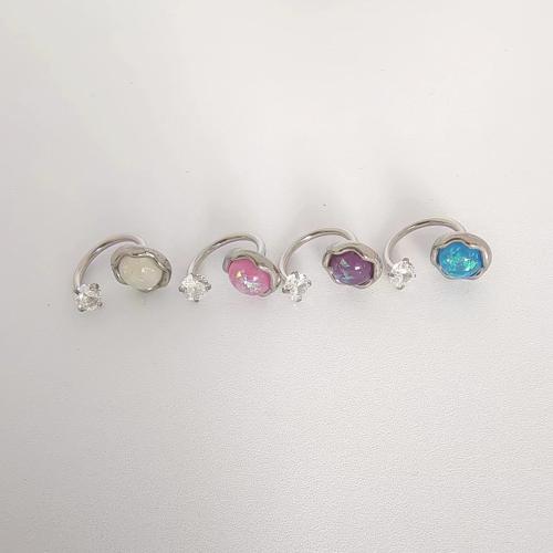 Stainless Steel Lip Ring, 304 Stainless Steel, with Opal, Unisex & different size for choice, more colors for choice, Sold By PC