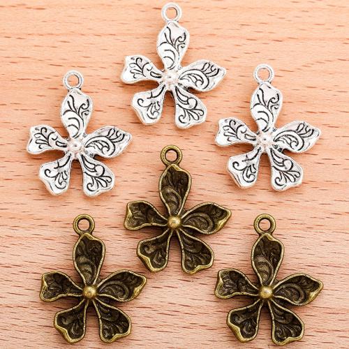 Tibetan Style Flower Pendants, plated, DIY, more colors for choice, 26x21mm, 100PC/Bag, Sold By Bag