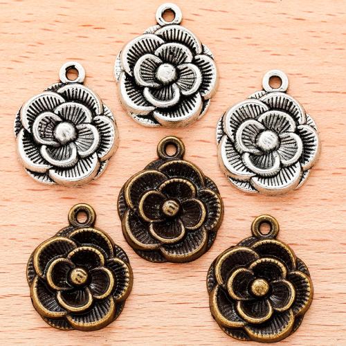 Tibetan Style Flower Pendants, plated, DIY, more colors for choice, 21x18mm, 100PC/Bag, Sold By Bag