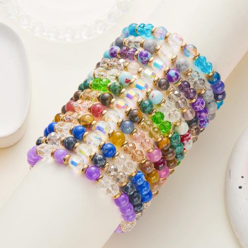 Bracelet de perles de verre, avec Pierre naturelle, Réglable & différents matériaux pour le choix & unisexe & modèles différents pour le choix, plus de couleurs à choisir, Vendu par PC