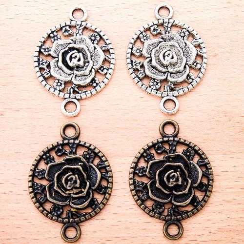 Tibetan Style Connector, Round, plated, DIY & 1/1 loop, more colors for choice, 46x32mm, 100PC/Bag, Sold By Bag