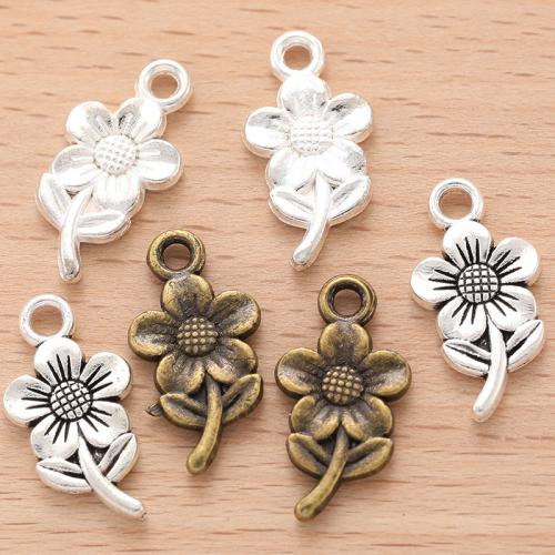 Sinc Alloy Flower Pendants, plátáilte, DIY, dathanna níos mó le haghaidh rogha, 21x11mm, Díolta De réir PC