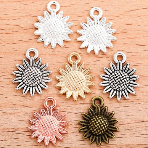 Zinc Alloy Flower Pendants Sunflower plated DIY Sold By PC