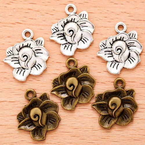 Tibetan Style Flower Pendants, plated, DIY, more colors for choice, 21x19mm, Sold By PC