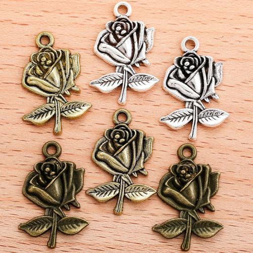 Tibetan Style Flower Pendants, plated, DIY, more colors for choice, 26x17mm, Sold By PC