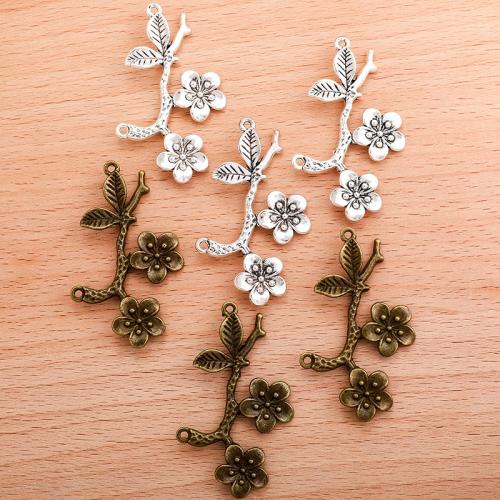 Flower Tibetan Style Connector, Plum Blossom, plated, DIY & 1/1 loop, more colors for choice, 49x31mm, Sold By PC