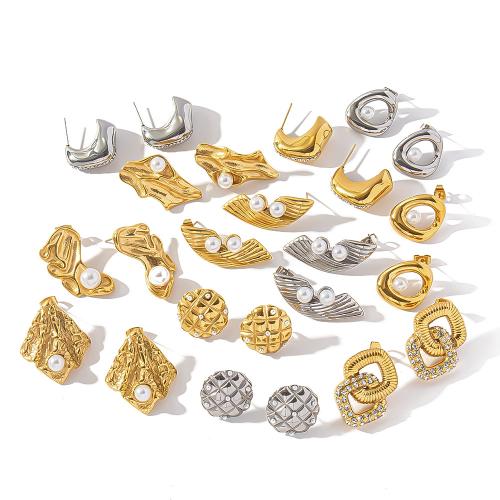 Boucle d'oreille de gaujon en acier inoxydable, Acier inoxydable 304, avec perle de plastique, styles différents pour le choix & pour femme & avec strass, plus de couleurs à choisir, Vendu par paire