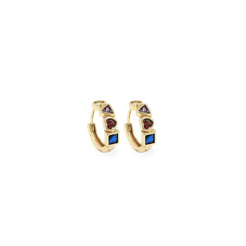 Boucles d'oreilles en laiton zircon cubique pavent, Placage de couleur d'or, bijoux de mode & pavé de micro zircon, protéger l'environnement, sans nickel, plomb et cadmium, 14.50x3.50x4mm, Vendu par paire