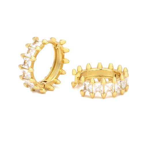 Cubic Zirconia Micro Pave Brass Earring gold color plated fashion jewelry & micro pave cubic zirconia & for woman nickel lead & cadmium free Sold By Pair