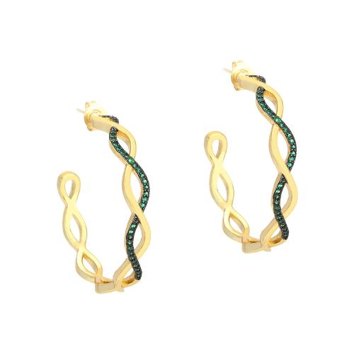 Boucles d'oreilles en laiton zircon cubique pavent, Placage de couleur d'or, bijoux de mode & pavé de micro zircon & pour femme, plus de couleurs à choisir, protéger l'environnement, sans nickel, plomb et cadmium, 33x33x5mm, Vendu par paire