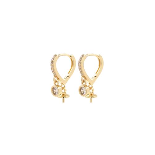 Componenti a cerchio per orecchino in ottone, placcato color oro, DIY & Micro spianare cubic zirconia & per la donna, assenza di nichel,piombo&cadmio, 22.50x14.50x2mm, Venduto da coppia