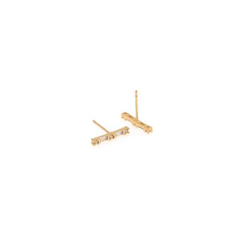 Boucles d'oreilles en laiton zircon cubique pavent, Placage de couleur d'or, bijoux de mode & pavé de micro zircon & pour femme, protéger l'environnement, sans nickel, plomb et cadmium, 14x2x2mm, Vendu par paire