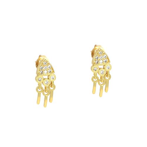 Cubic Zirconia Micro Pave Brass Earring gold color plated fashion jewelry & micro pave cubic zirconia & for woman nickel lead & cadmium free Sold By Pair