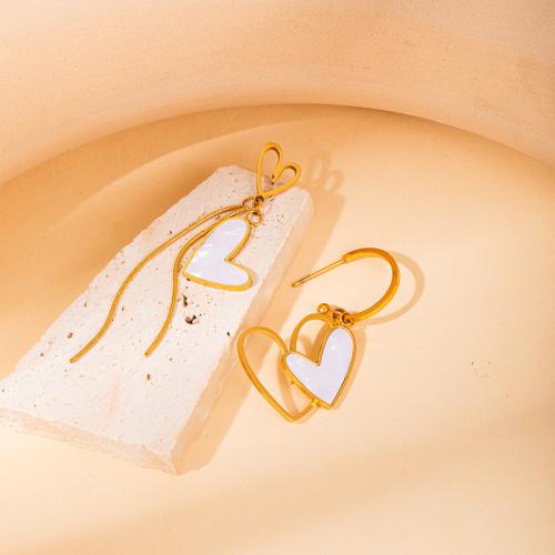 Titanium Staal Earring, gold plated, mode sieraden, gouden, Verkocht door pair