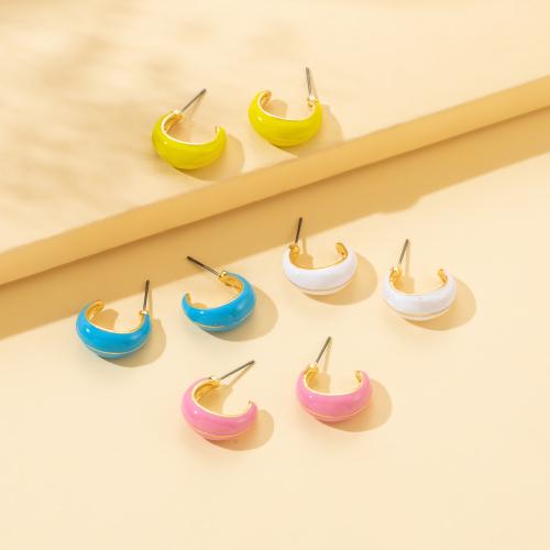 Zinc Alloy Stud Earring plated fashion jewelry & enamel nickel lead & cadmium free Sold By Pair