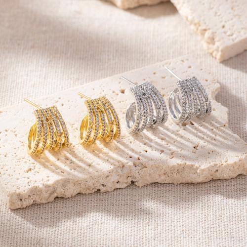 Cubic Zirconia Micro Pave Brass Earring, plated, micro pave cubic zirconia & for woman, more colors for choice, Sold By Pair