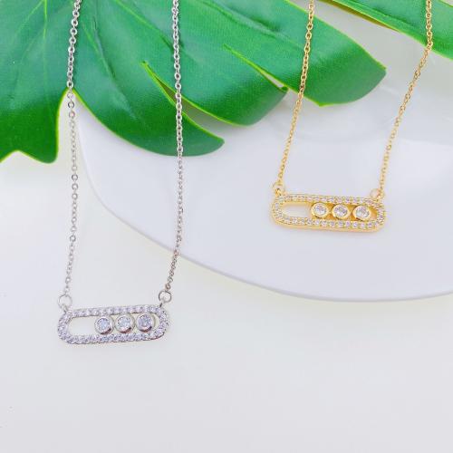 Cubic Zircon Micro Pave Brass Necklace, plated, micro pave cubic zirconia & for woman, more colors for choice, Length:Approx 21-50 cm, Sold By PC