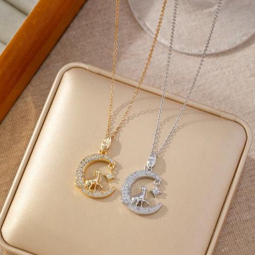 Cubic Zircon Micro Pave Brass Necklace plated micro pave cubic zirconia & for woman Sold By PC