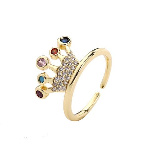 Cubic Zirconia Micro Pave Brass Ring, plated, micro pave cubic zirconia & for woman, more colors for choice, Sold By PC