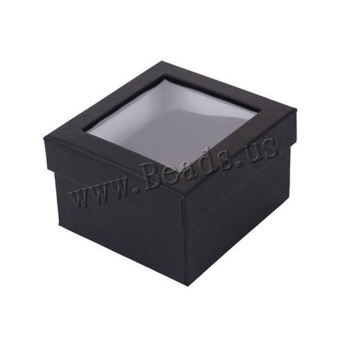 Jewelry Gift Box, Paper, with Plastic, dustproof & multifunctional, black, 90x85x55mm, Sold By PC