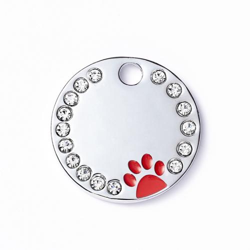 Zinc Alloy Pet Tag plated DIY & epoxy gel & with rhinestone 25mm Sold By PC