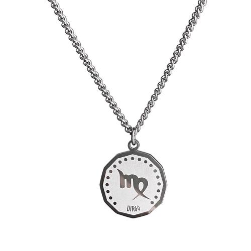 Titanium Steel Necklace Zodiac symbols jewelry & Unisex original color Length Approx 55 cm Sold By PC