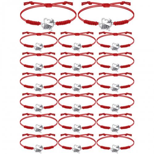 Bracelet en alliage de zinc, avec corde de cire, 20 pièces & unisexe, plus de couleurs à choisir, Longueur:Environ 16 cm, Vendu par fixé