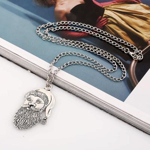 Tibetan Style Sweater Chain Necklace, Santa Claus, antique silver color plated, Unisex, nickel, lead & cadmium free, Sold By PC