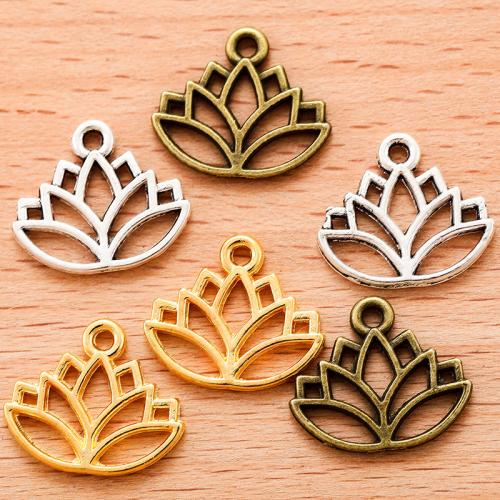 Zinc Alloy Flower Pendants Lotus plated DIY Sold By PC