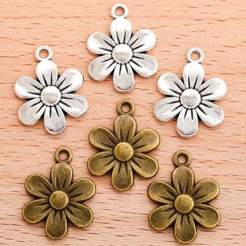 Sinc Alloy Flower Pendants, plátáilte, DIY, dathanna níos mó le haghaidh rogha, 22x17mm, Díolta De réir PC