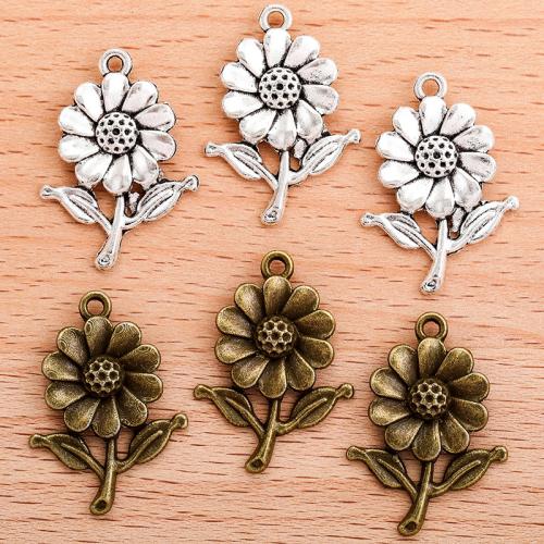 Tibetan Style Flower Pendants, Sunflower, plated, DIY, more colors for choice, 27x19mm, Sold By PC