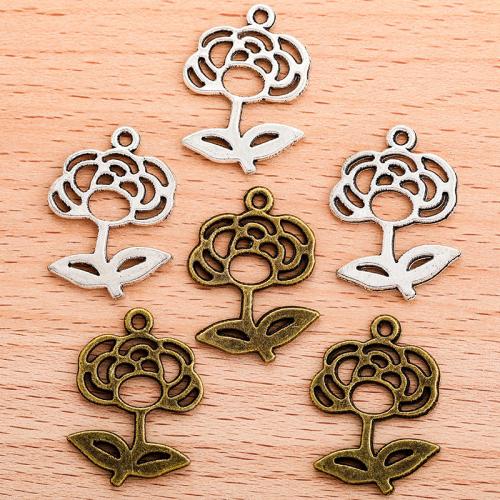 Tibetan Style Flower Pendants, plated, DIY & hollow, more colors for choice, 25x18mm, Sold By PC