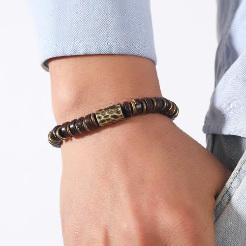 Verkupferter Kunststoff Armbänder, Kokosrinde, mit Verkupferter Kunststoff & Zinklegierung, plattiert, unisex, frei von Nickel, Blei & Kadmium, verkauft von PC