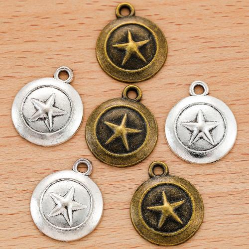 Tibetan Style Star Pendant, Round, plated, DIY, more colors for choice, 19x16mm, Sold By PC